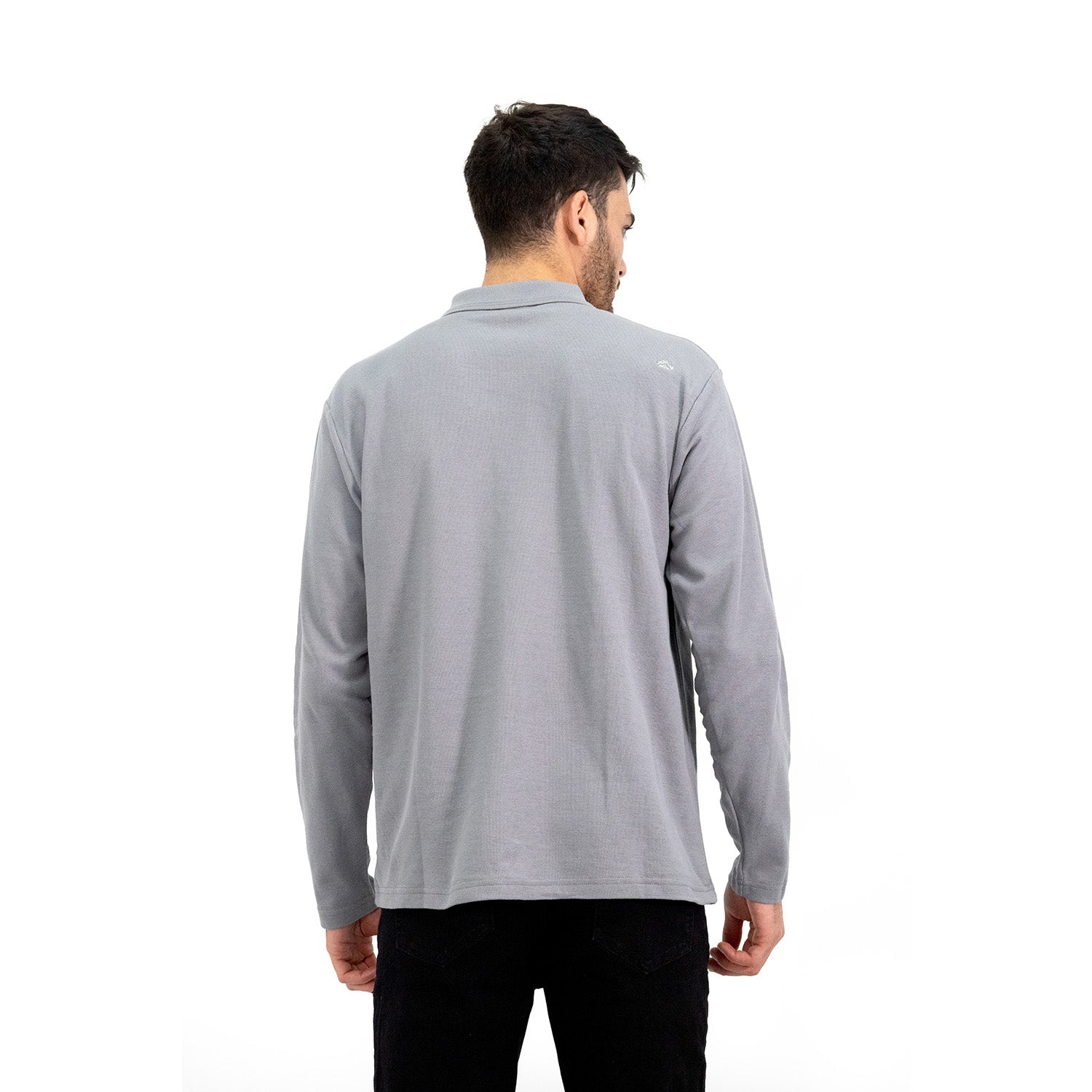 Polera Pique Quebec Manga Larga Gris Hombre