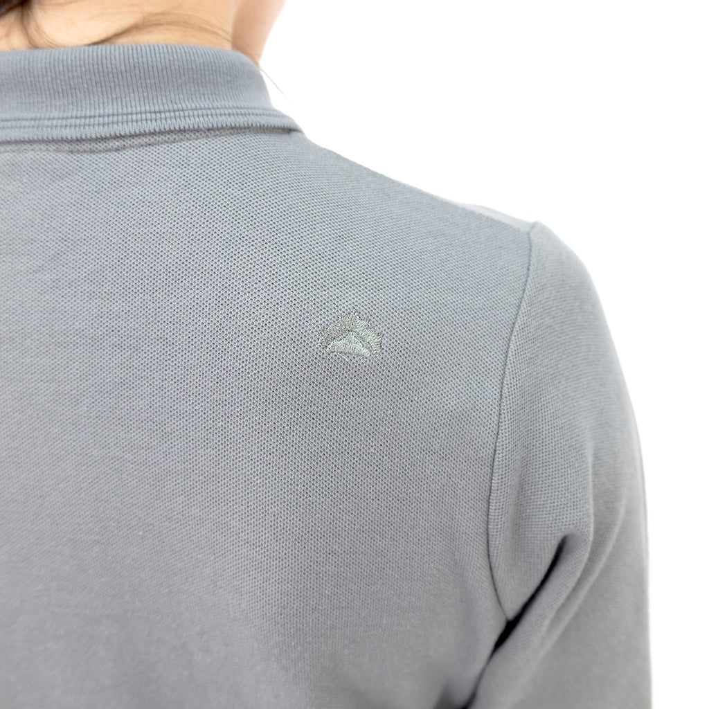 Polera Pique Quebec Manga Larga Gris Mujer