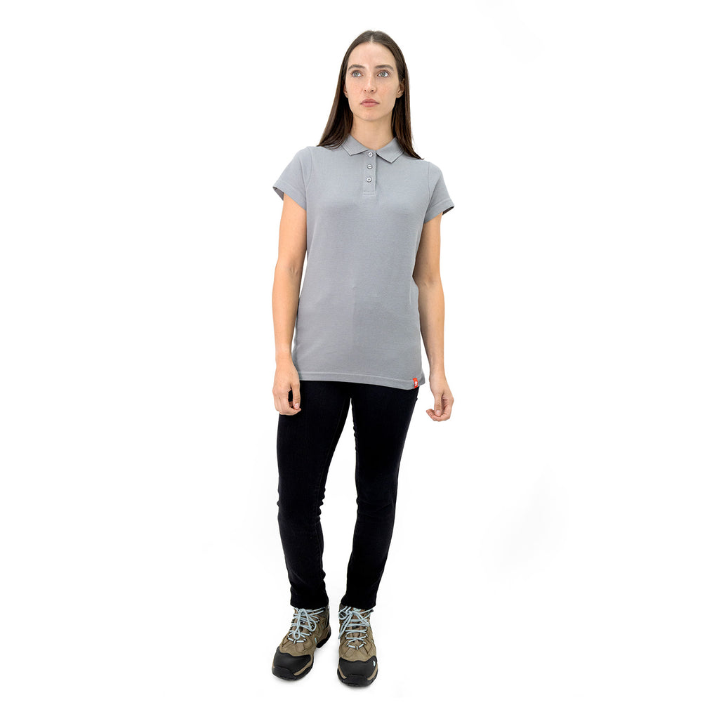Polera Pique Quebec Manga Corta Gris Mujer