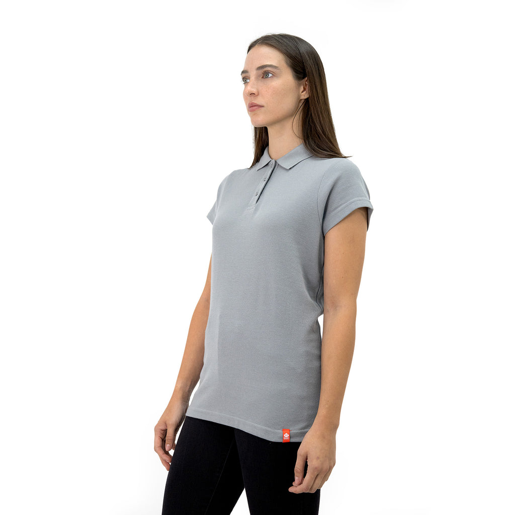 Polera Pique Quebec Manga Corta Gris Mujer