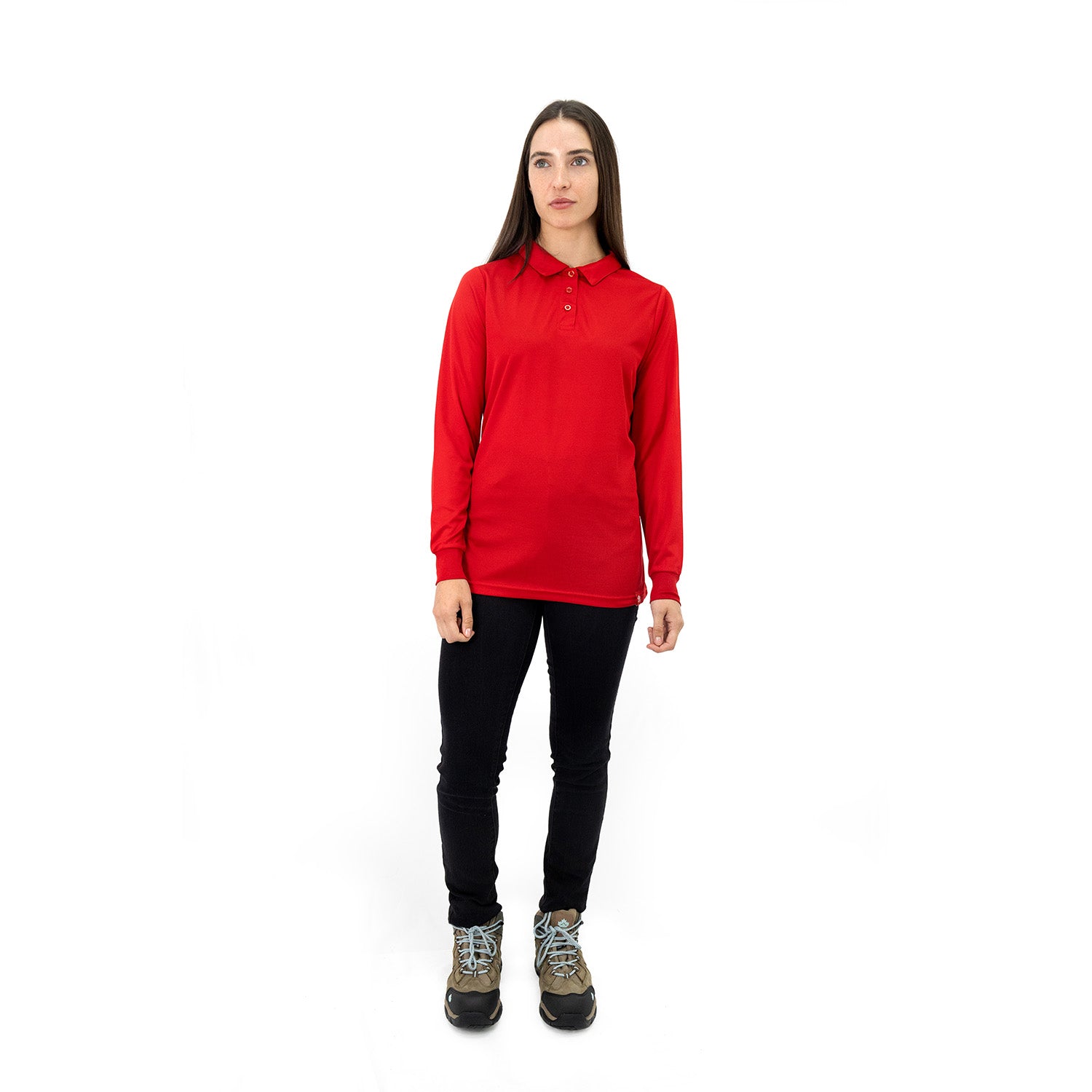 Polera Cooldry Quebec Manga Larga Rojo Mujer