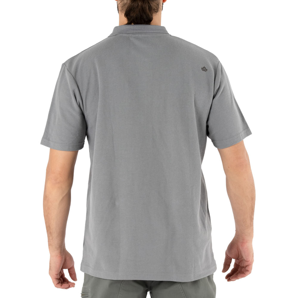 Polera Pique Quebec Manga Corta Gris Hombre