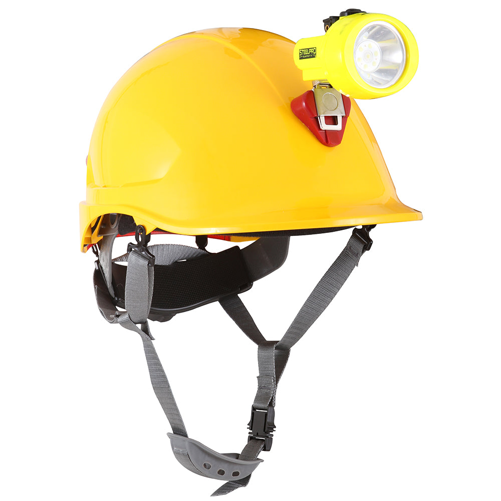 CASCO STEELPRO ABS MTA AMARILLO CON PORTALÁMPARA FULL